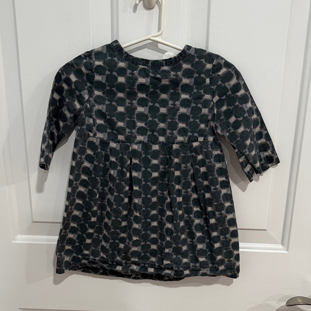 Bonpoint Black and Gray Patterned Kids Dress